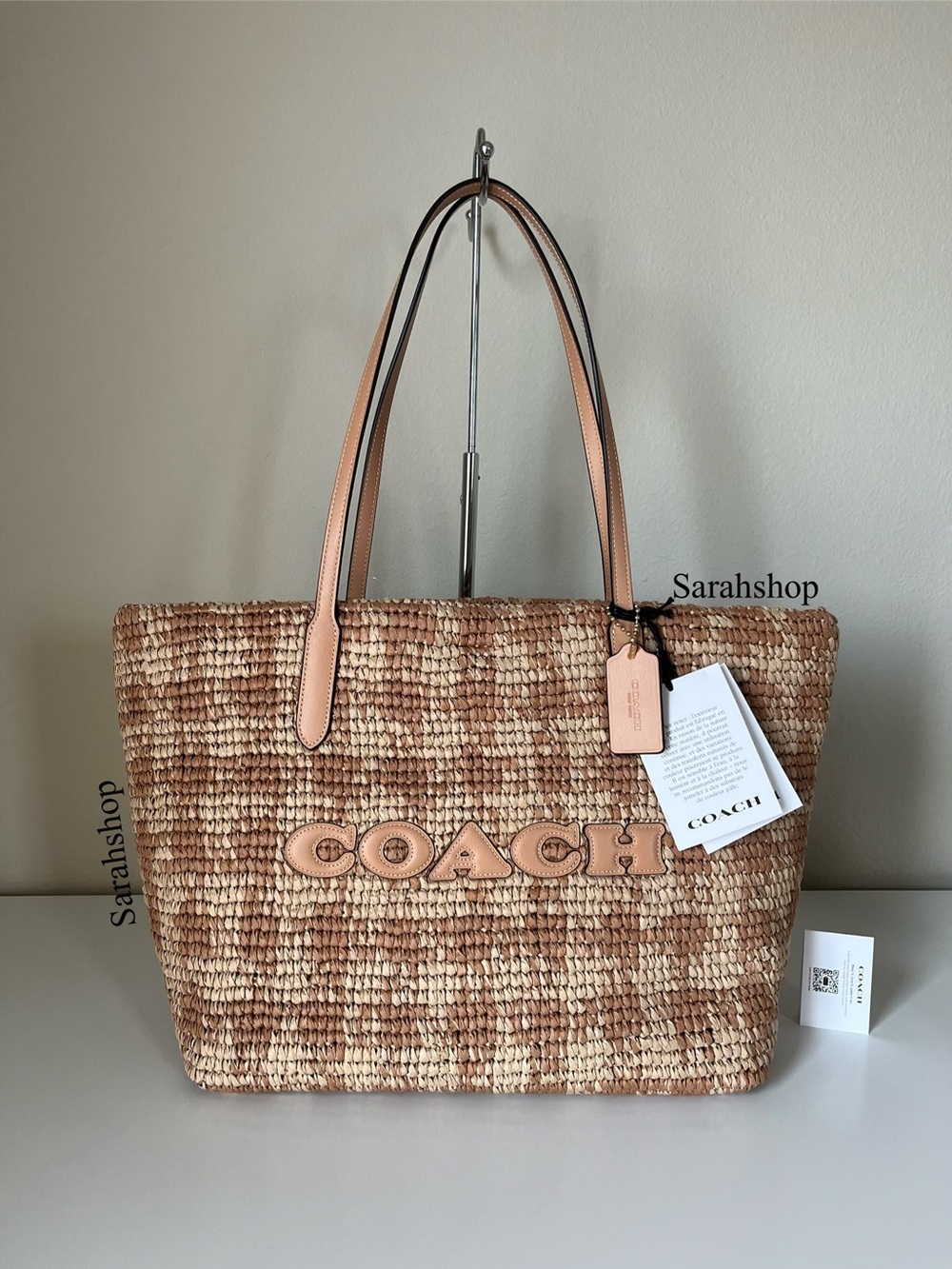 ✅Coach City Tote Bag With Gingham Print